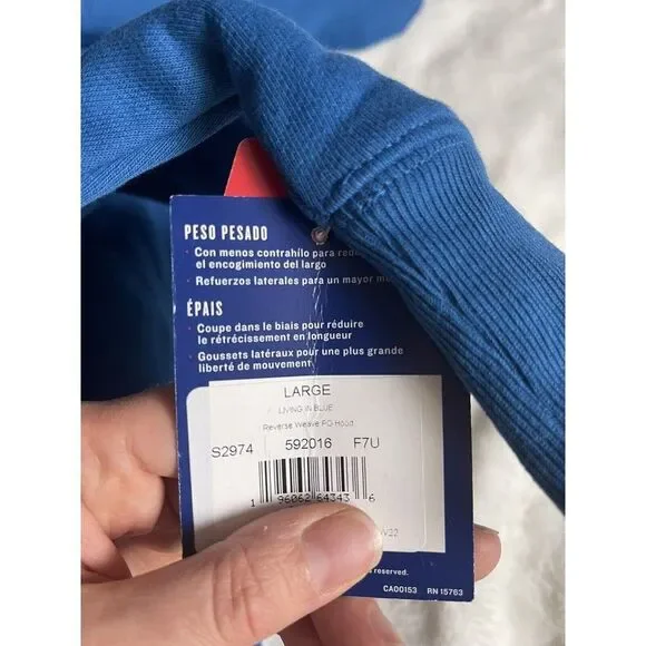 Champion Hoodie Men Sz L Sweatshirt Living in Blue Skateboard Flames NWT - Picture 7 of 11